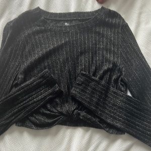 cute black tie front crop